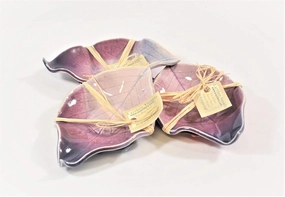 Earthen Vessels Pottery, Handmade Tea Bag Holder, Teaspoon Rest, Hydrangea Leaf, Set of 3 in Old-Fashioned Lilac