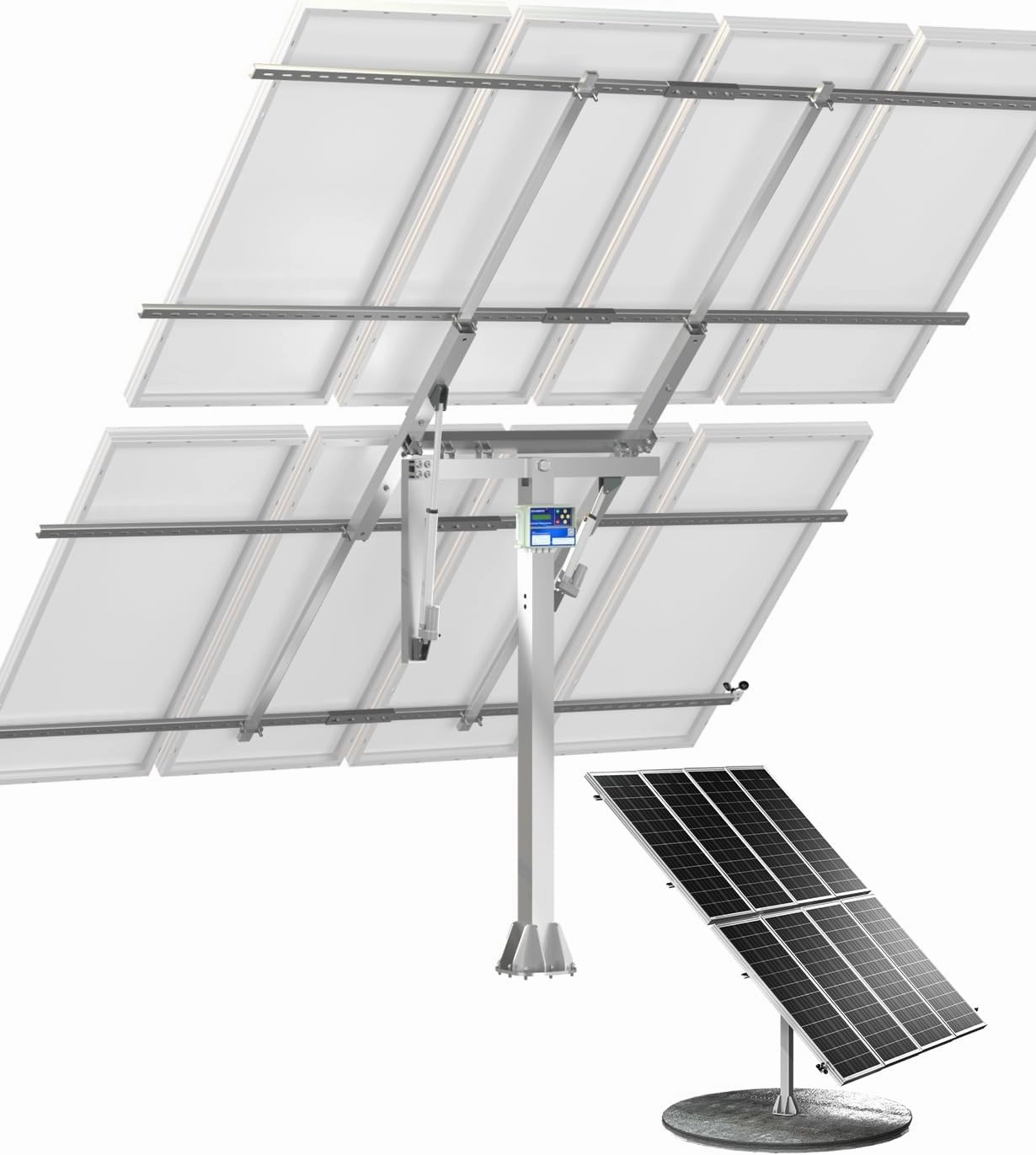 ECO-WORTHY Solar Panel Dual Axis Tracking System (Expanded Version Increase 40% Power) with Tracker Controller,for 10PCS 100W/8PCS 200W/4PCS 400W,High Stability, Multi-Angle Adjustment, for Yard/Farm