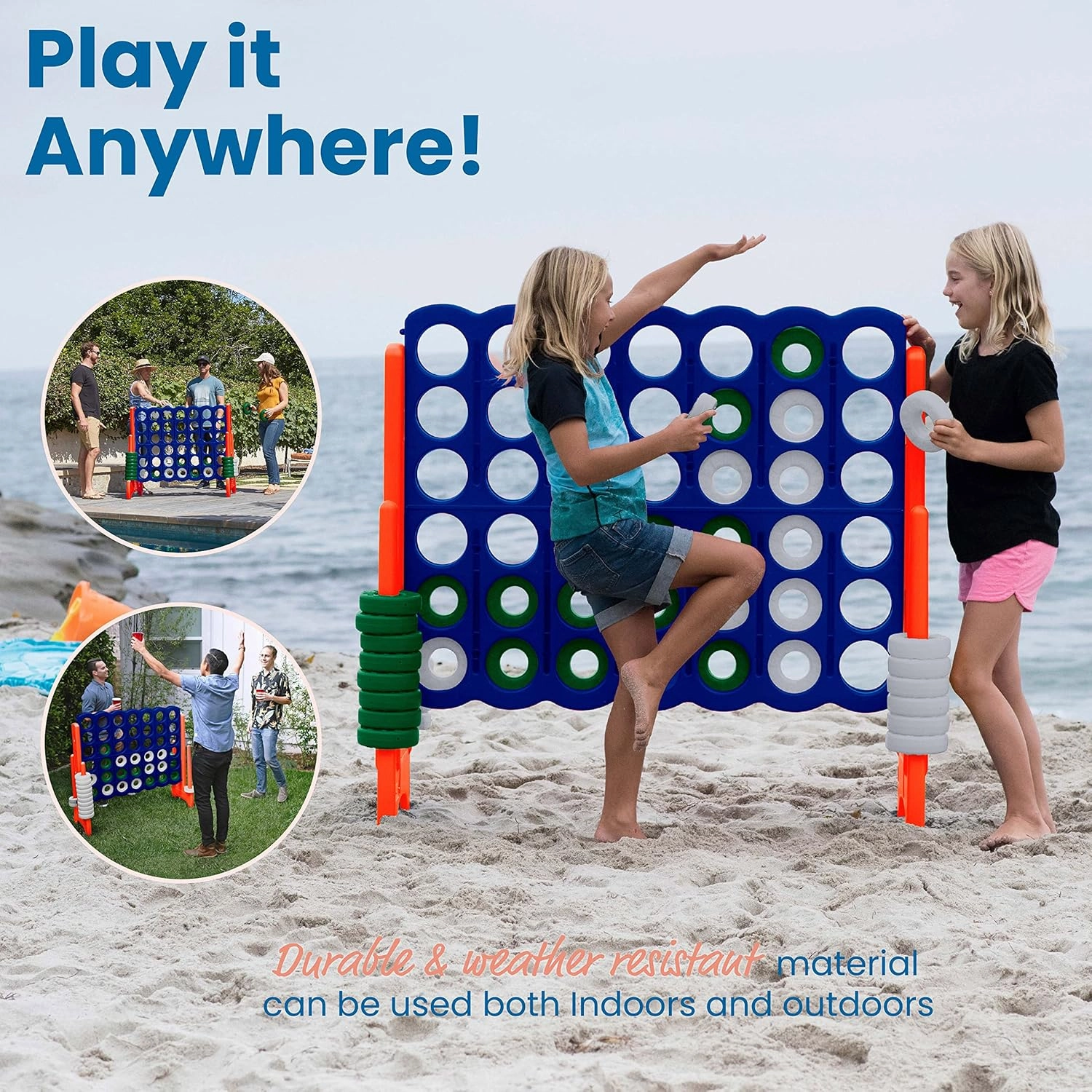 ECR4Kids Jumbo 4-to-Score, Giant Game, Blue/Orange, 1