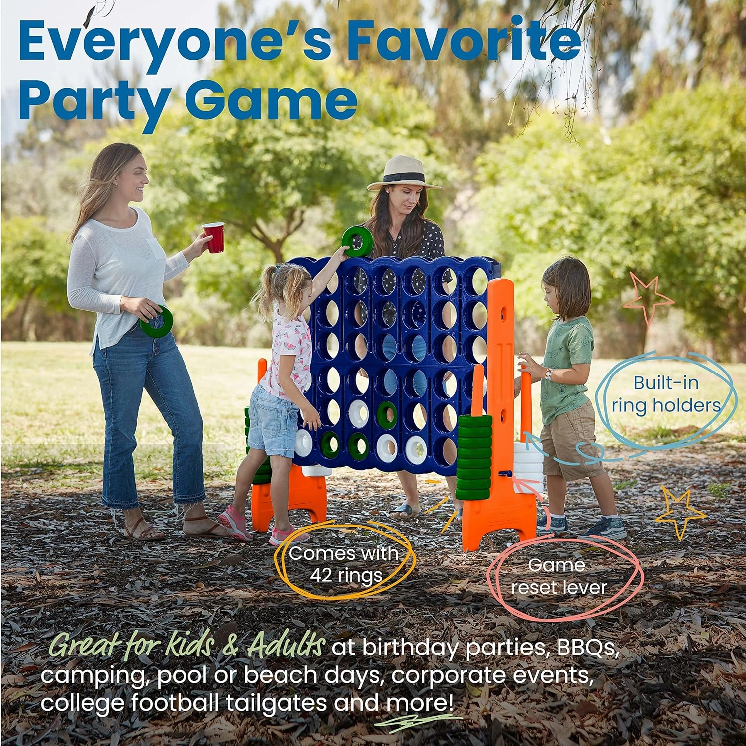 ECR4Kids Jumbo 4-to-Score, Giant Game, Blue/Orange, 1