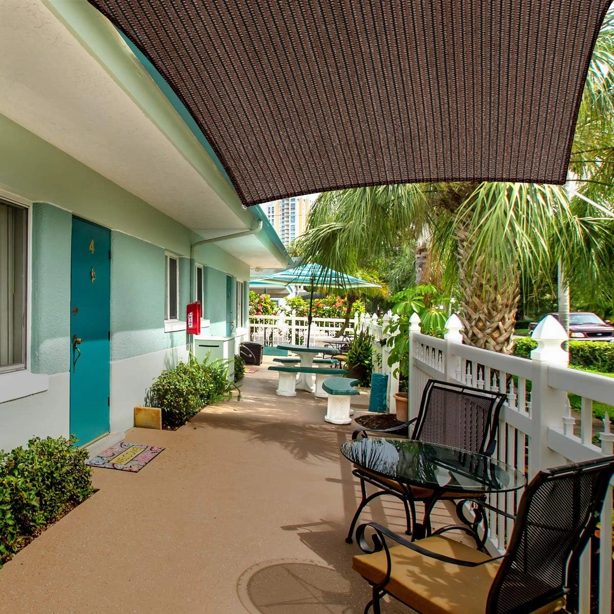 Eden's Decor Straight Flat-Edged Sun Shade Sail Rectangular 5' x 8' Brown UV-Blocking Outdoor Canopy Fabric Cloth Awning for Pergola Patio Garden Backyard Custom Size