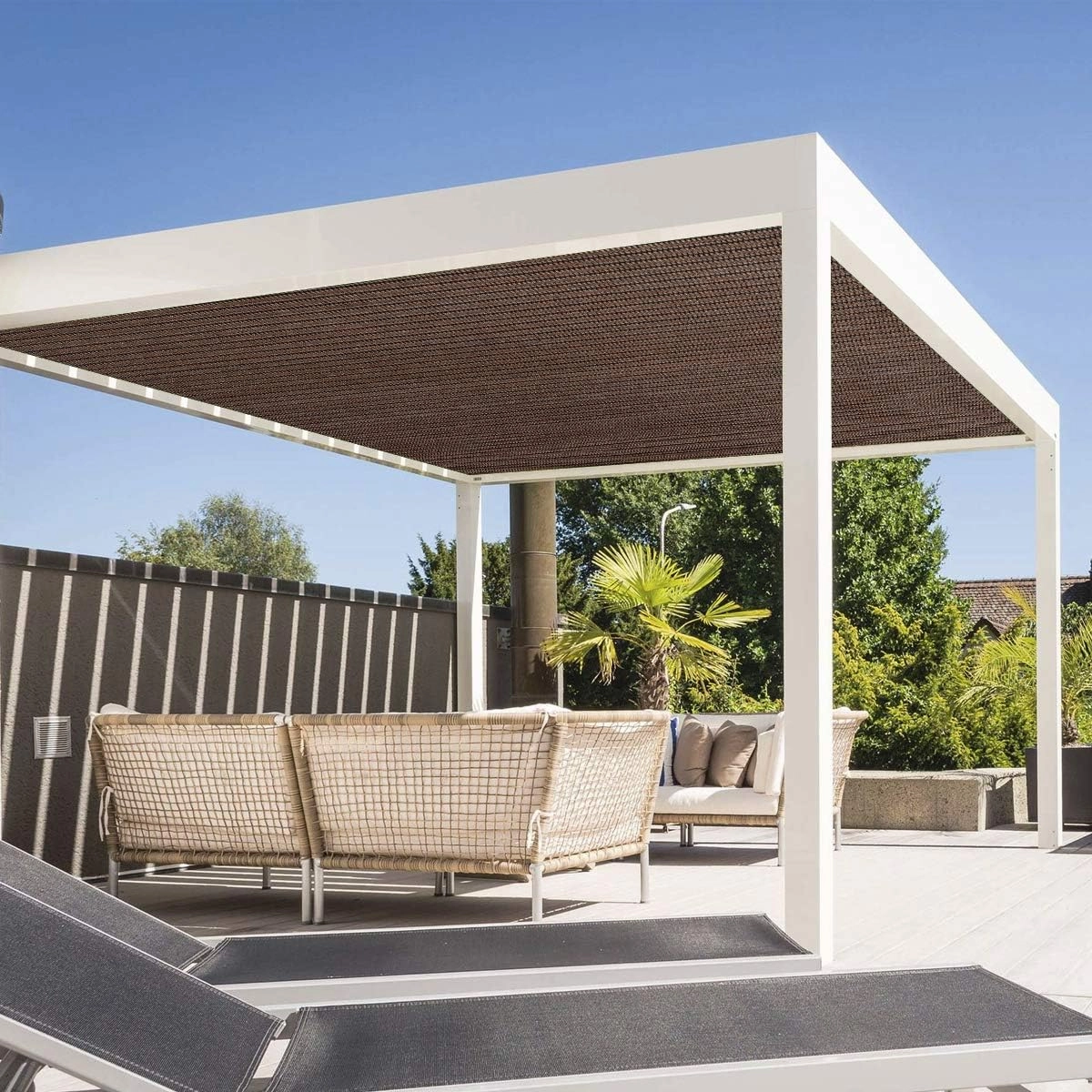 Eden's Decor Straight Flat-Edged Sun Shade Sail Rectangular 5' x 8' Brown UV-Blocking Outdoor Canopy Fabric Cloth Awning for Pergola Patio Garden Backyard Custom Size