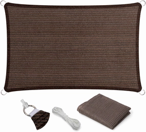 Eden's Decor Straight Flat-Edged Sun Shade Sail Rectangular 5' x 8' Brown UV-Blocking Outdoor Canopy Fabric Cloth Awning for Pergola Patio Garden Backyard Custom Size