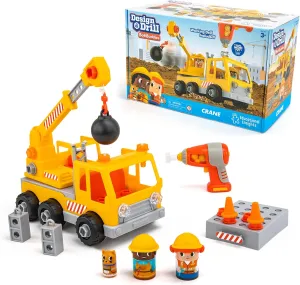 Educational Insights Design & Drill Bolt Buddies Crane Take Apart Toy with Electric Toy Drill, Preschool STEM Toy, Boys & Girls Ages 3 , Medium