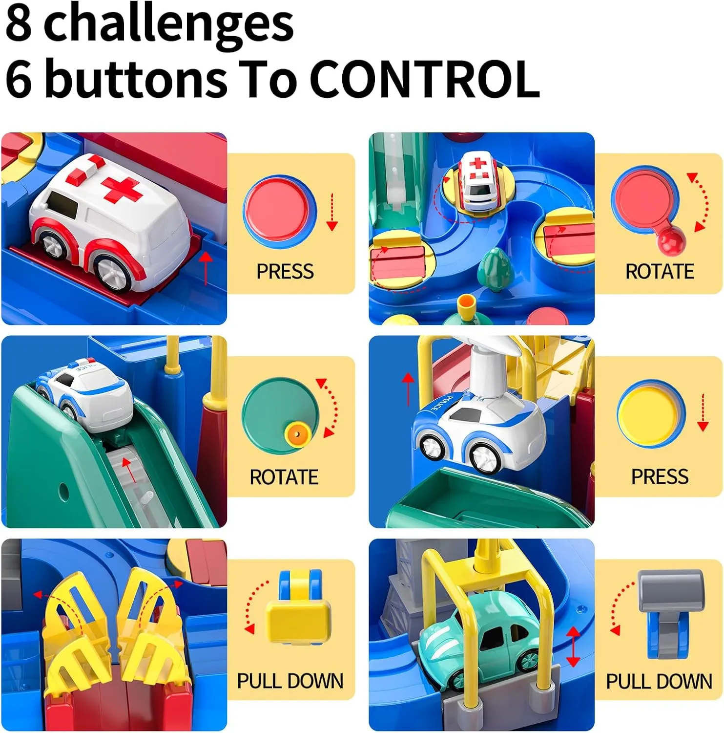 Educational Race Track Car Toys for 3-8 Year Old Boys and Girls - City Rescue Cars for Toddlers 2-4 Years - Fun Christmas and Birthday Gifts