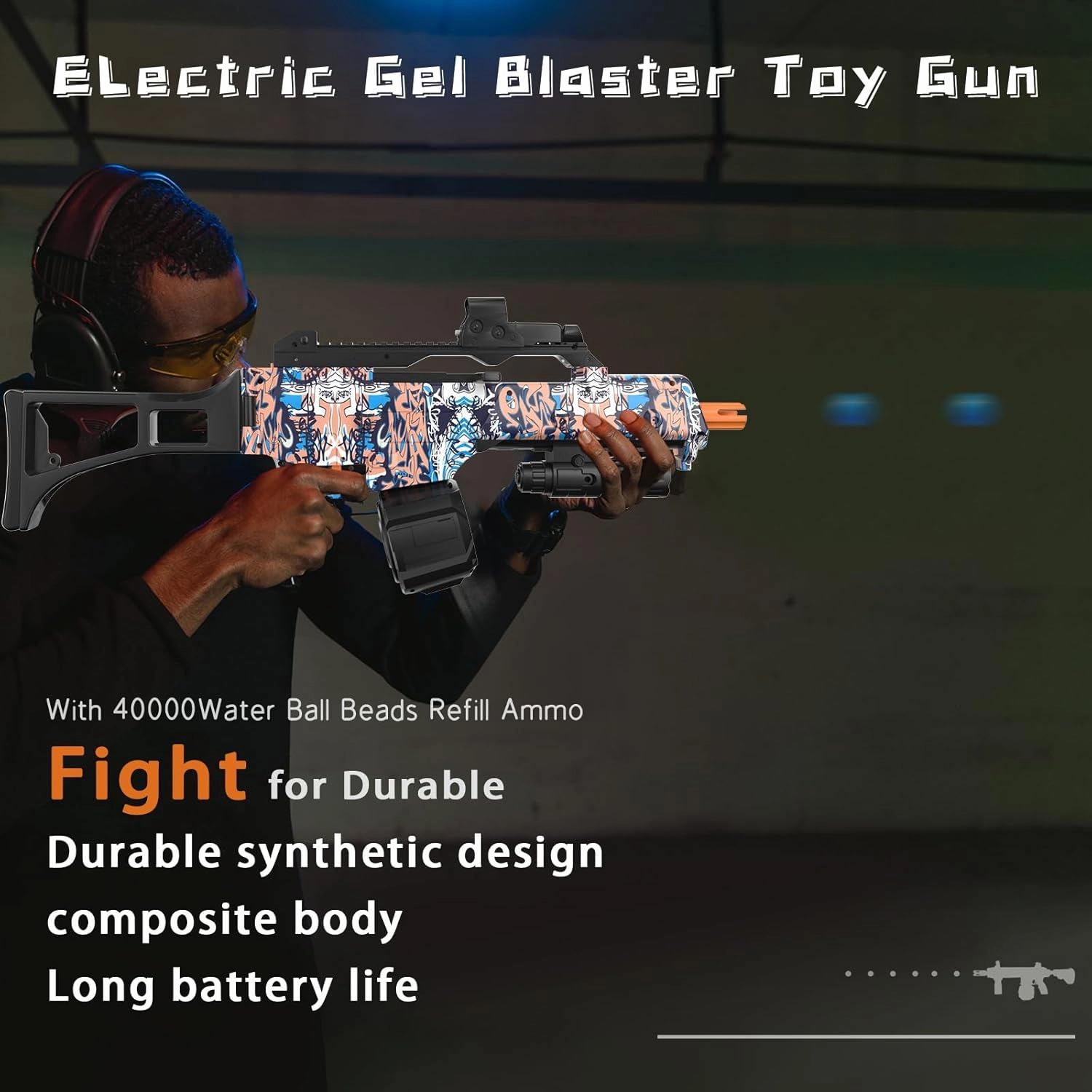 Electric Gel Ball Blaster, High Speed Automatic Splatter Ball Blaster with 45000  and Goggles, JIFTOK Rechargeable Splatter Ball Toys for Outdoor Activities Shooting Game Party Favors-Pink Blue