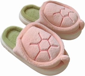 ELONEL Home Indoor and Outdoor Women's Cartoon Turtle Slippers Animal Spring, Autumn, and Winter Warm Cute Soft Plush Cotton Slippers
