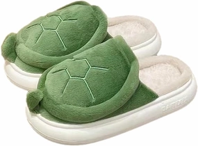 ELONEL Home Indoor and Outdoor Women's Cartoon Turtle Slippers Animal Spring, Autumn, and Winter Warm Cute Soft Plush Cotton Slippers