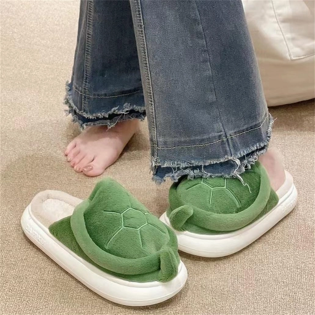 ELONEL Home Indoor and Outdoor Women's Cartoon Turtle Slippers Animal Spring, Autumn, and Winter Warm Cute Soft Plush Cotton Slippers