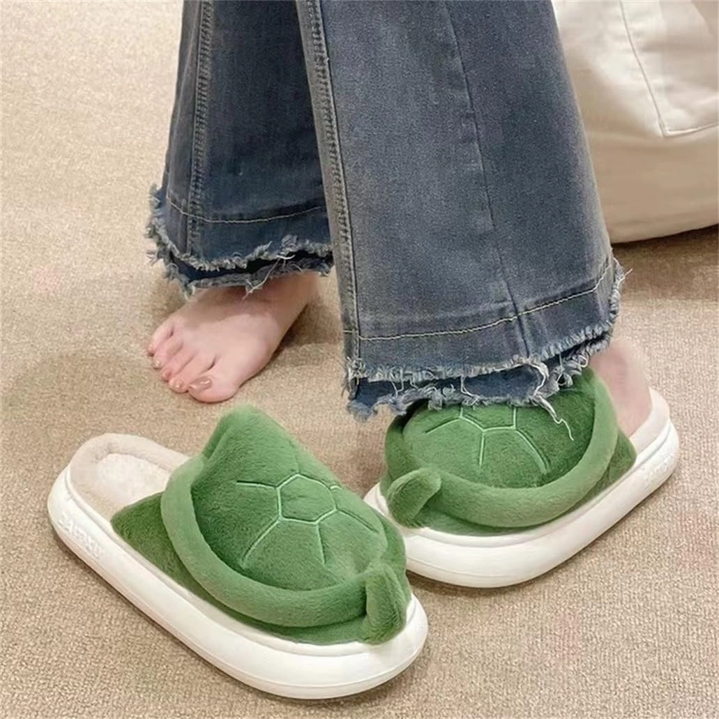 ELONEL Home Indoor and Outdoor Women's Cartoon Turtle Slippers Animal Spring, Autumn, and Winter Warm Cute Soft Plush Cotton Slippers