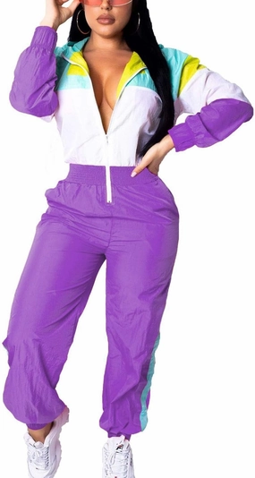 EOSIEDUR Women's Pullover Hoodies Jumpsuit Zipper Jacket Windbreaker Elastic Waistband Pants One Piece Outfits Tracksuit Set