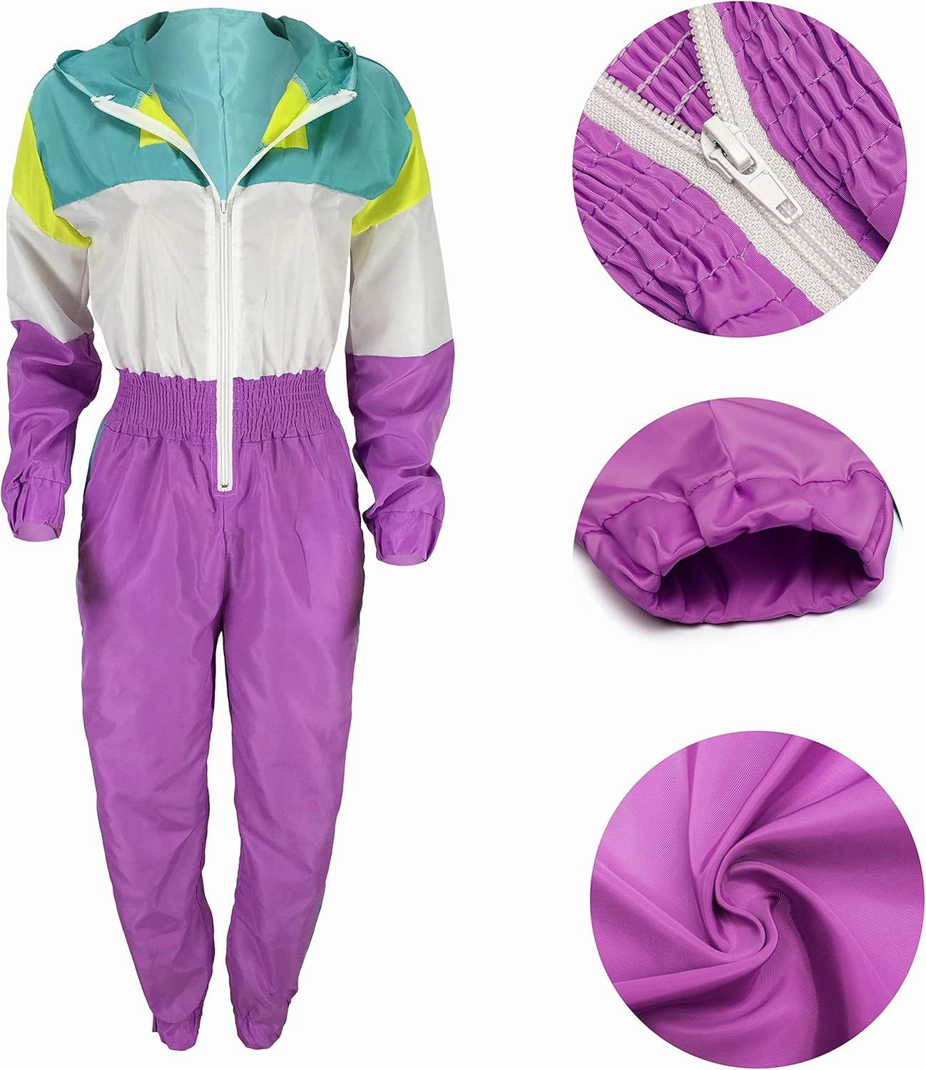 EOSIEDUR Women's Pullover Hoodies Jumpsuit Zipper Jacket Windbreaker Elastic Waistband Pants One Piece Outfits Tracksuit Set