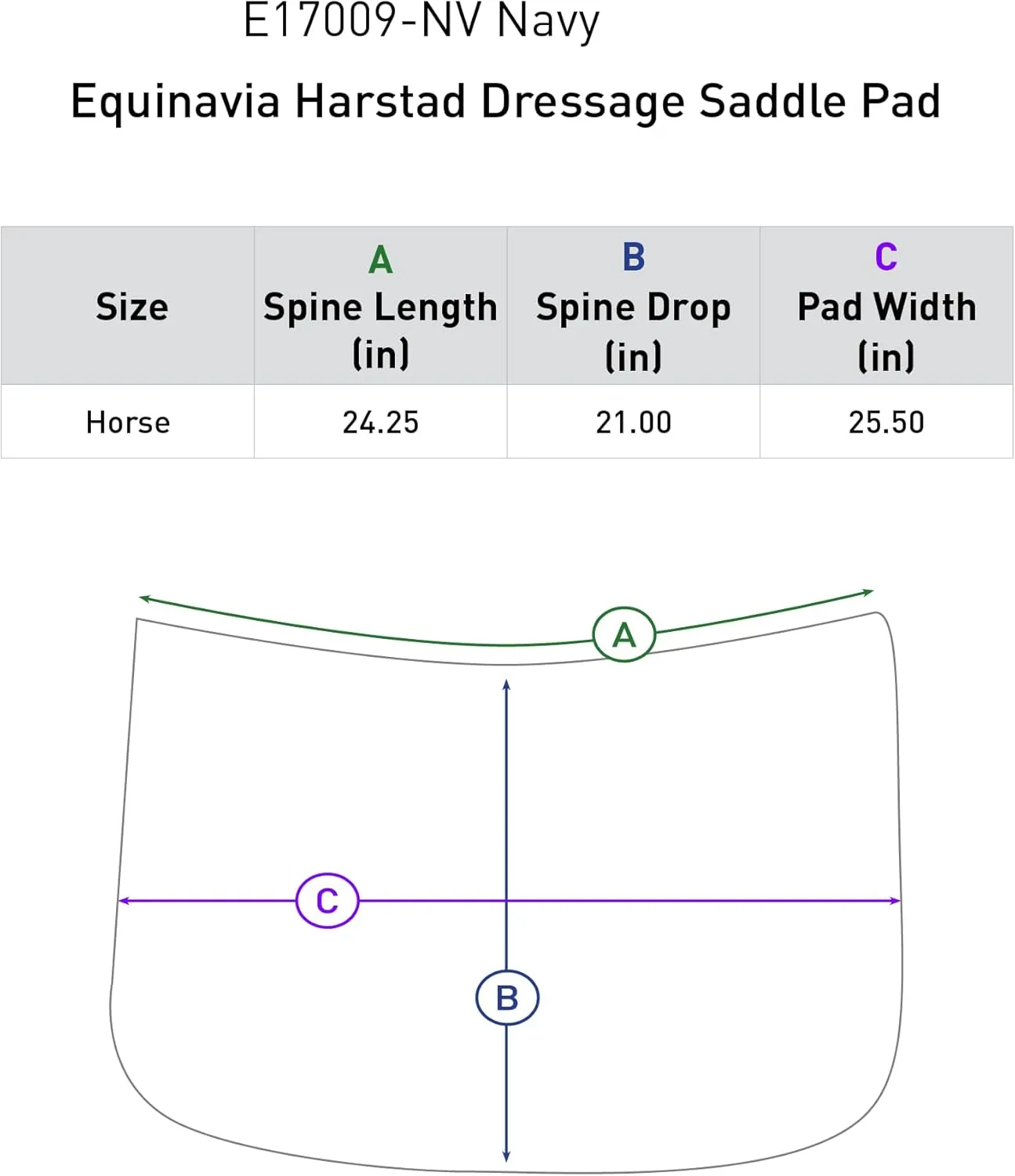 Equinavia Harstad Dressage Saddle Pad | Classic & Durable | Moisture-Wicking Tricot Backing