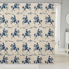 Erosebridal Horse Race Bath Curtain 72" Wx84 L Racing Rustic Bathroom Accessories for Kids Boys Men Gaming Sports Western Cowboy Blue Yellow Waterproof Shower Curtain
