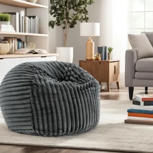 espidoo 40 Inch Memory Foam Lounger: Modern Round Bean Bag Chair - Soft Minky Polyester Cover & Removable Zipper - Cozy Seating for Reading TV & Gaming in Living Room