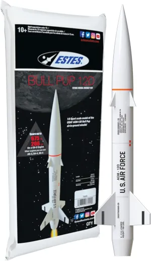 Estes 7000 Bull Pup 12D Rocket-Building Kit, Advanced Flying-Rocket-Model Kit for Ages 10 