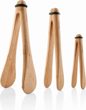 Eva Solo | Nordic kitchen serving tongs 3 pcs. | Practical and stylish serving tongs | Silicone, FSC®-certified carbonized bamboo