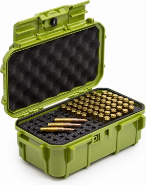 Evergreen 100 Rifle Round Ammo/Bullet Locking Storage Case - Waterproof Universal Ammo Can & Protective Case - Travel Safe/Mil Spec/USA Made - for storing 223 5.56 (57 Green)