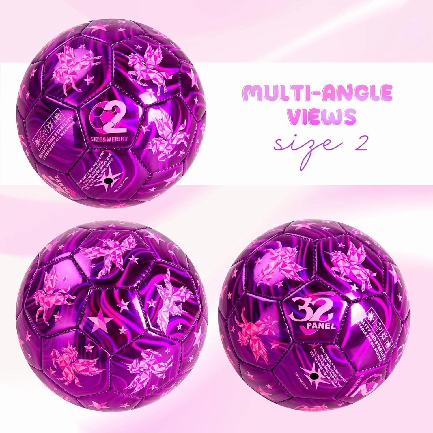 EVERICH Soccer Ball Size 2/3/4/5 for Toddlers & Kids - Shiny Unicorn Dinosaur Cute Design - Small Soccer Ball with Pump- Great Gifts for Children Girls Boys 2 3 4 5 6 7 8 9 10 11 12 Years