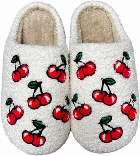 Evil Eye 'See You At Midnight' Cat & Mushroom Cherry Strawberry Heart Shaped Love Slippers - Women's & Men's Vintage Memory Foam Comfort Warm Plush Non-Slip Household Shoes