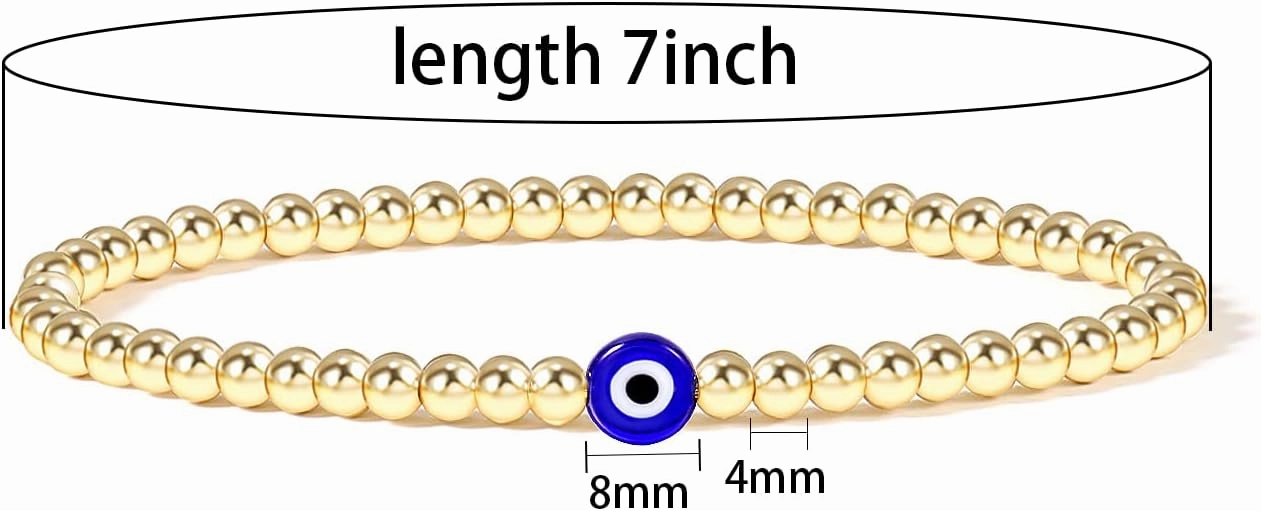 Evil Eye Luck Bracelet Gold Beaded Bracelet For Women Bracelets Set Blue Eye Bead Hand Stretch Bracelet Gifts For Bestfriends, Couple, Family Members, Siblings, Sister, Lover