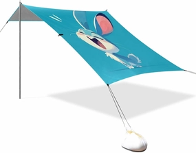 Excited Bunny Dark Blue Beach Canopy UPF50  Protection Waterproof Outdoor Sun Shade with Carrying Bag for Family Travel