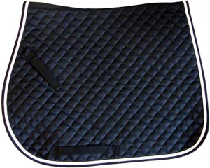 Exselle All-Purpose Saddle Pad for Horses English, Quilted with White Piping, Wick-Away Liner, Optimal Cushioning, High Wither Relief, Girth Guard, Cotton with Foam Fill