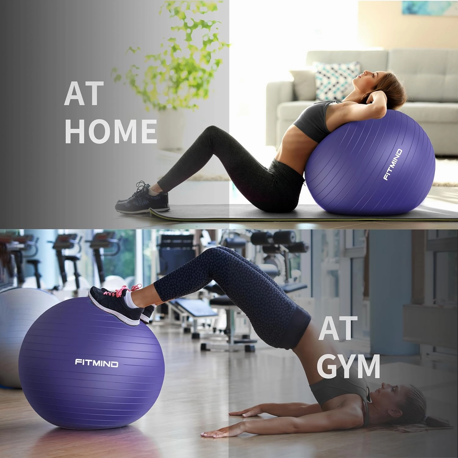 Extra Thick Exercise Ball Yoga Ball 22in/26in/30in for Workout Pregnancy Stability,Anti-Burst and Slip Resistant Swiss Ball with Pump for Yoga, Pilates, Fitness,Birthing,Physical Therapy