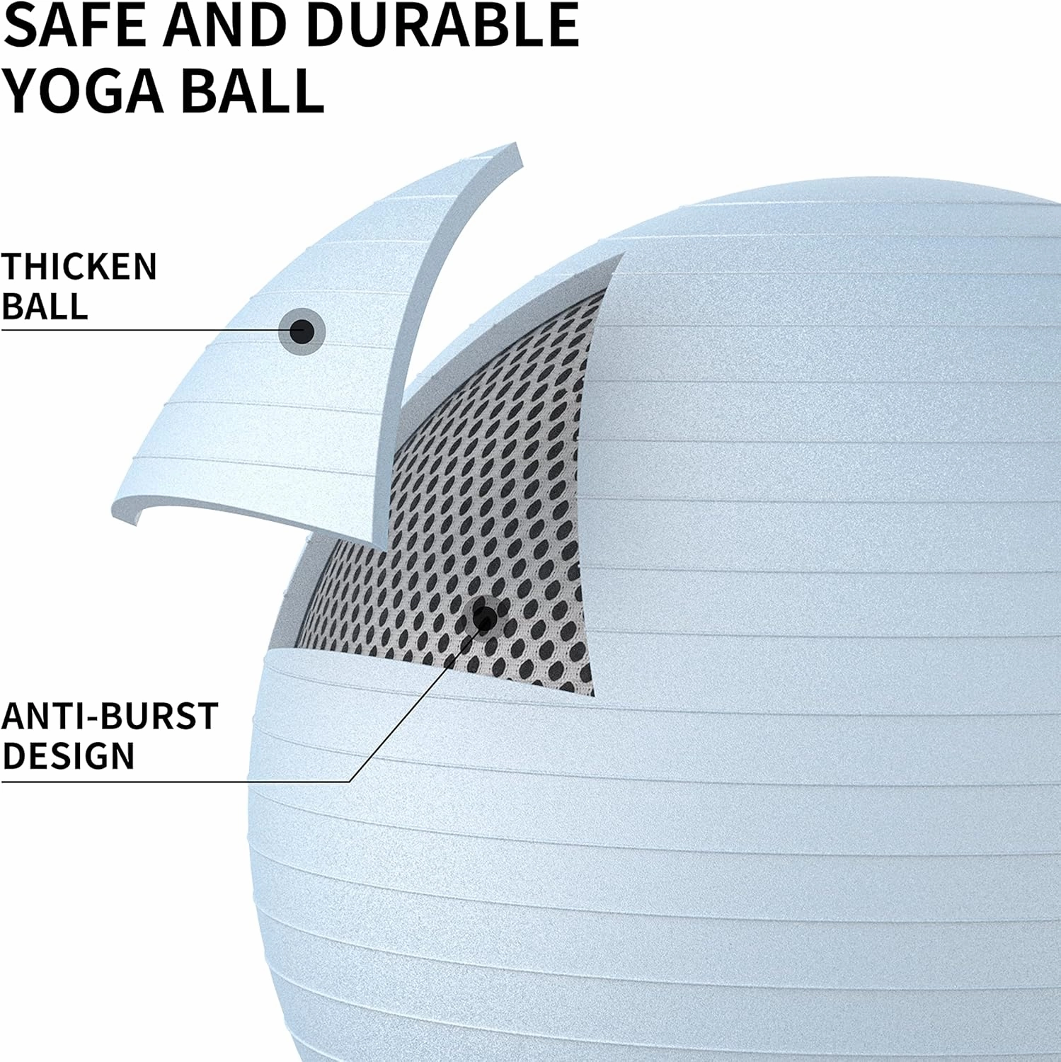 Extra Thick Exercise Ball Yoga Ball 22in/26in/30in for Workout Pregnancy Stability,Anti-Burst and Slip Resistant Swiss Ball with Pump for Yoga, Pilates, Fitness,Birthing,Physical Therapy