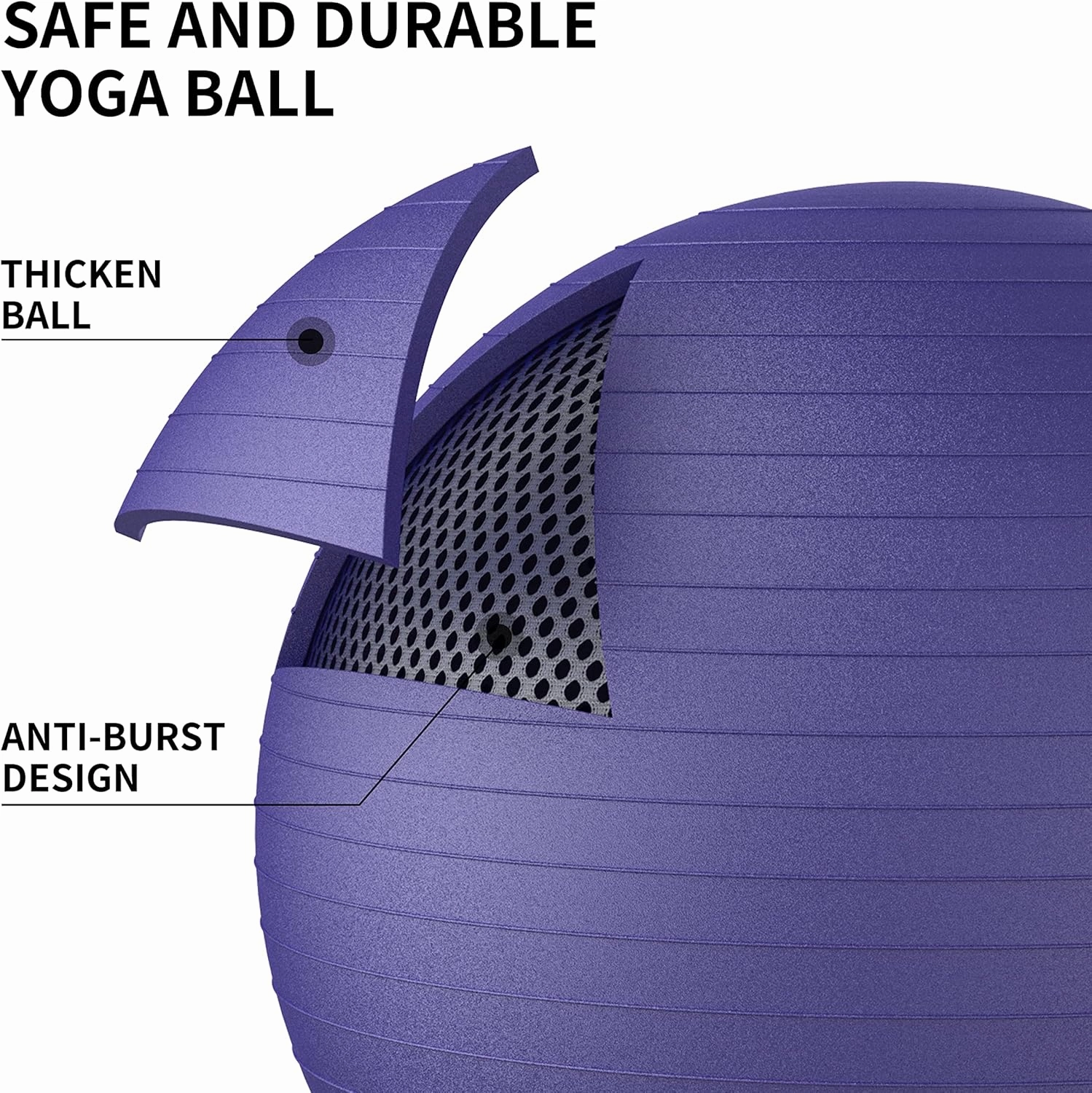 Extra Thick Exercise Ball Yoga Ball 22in/26in/30in for Workout Pregnancy Stability,Anti-Burst and Slip Resistant Swiss Ball with Pump for Yoga, Pilates, Fitness,Birthing,Physical Therapy