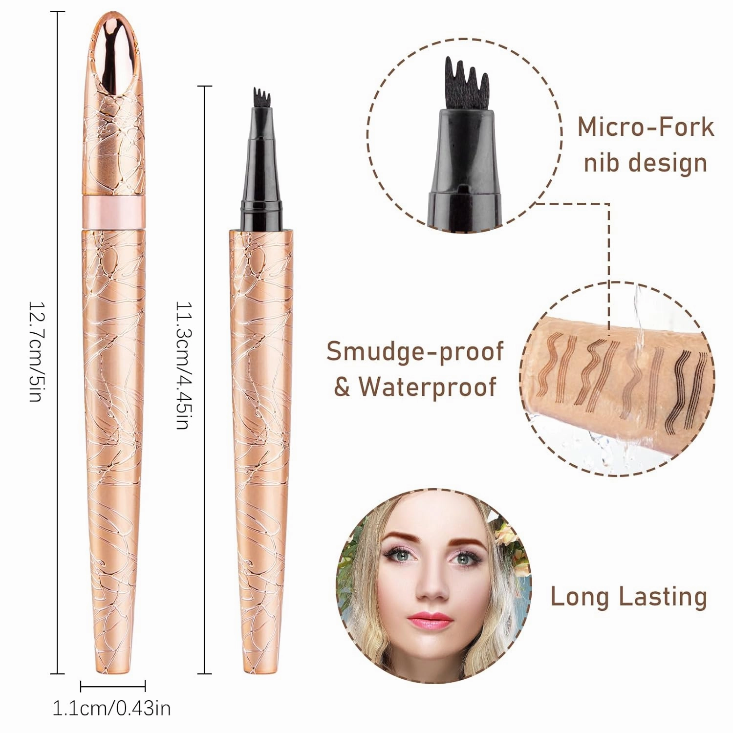 Eyebrow Pencil Dark Brown Microblade Eyebrow Pen Long Lasting Eyebrow Brush Brow Pencil Natural Eyebrow Makeup Microblading Pencil for Eyebrows Waterproof Eyebrow Pencil Brown Eyebrow Tint