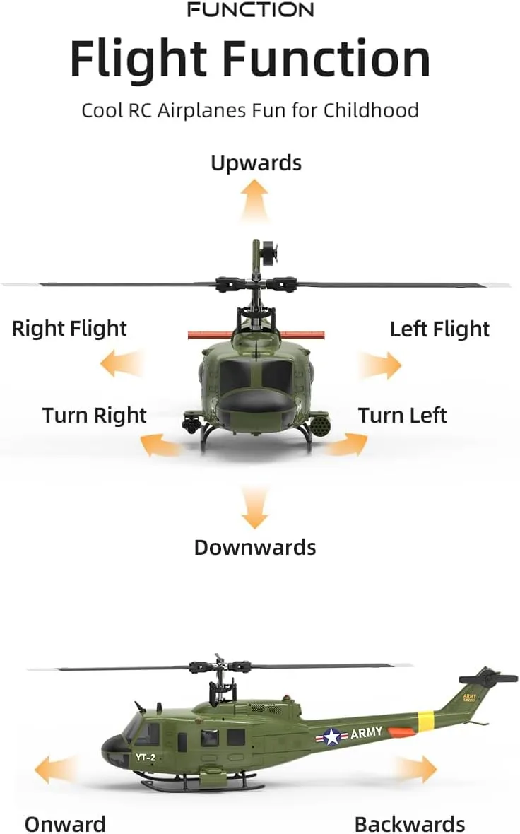 F07 UH-1 RC Helicopter for Adult, 1/34 Scale 6CH Brushless Direct-Drive Flybarless Helicopter Model with 6-Axis Gyro, 3D/6G RC Aircraft Model Toys