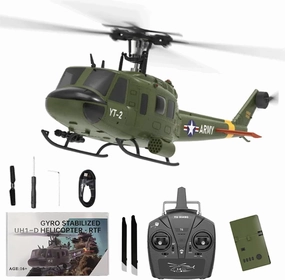F07 UH-1 RC Helicopter for Adult Gift, 1/34 Scale 6CH Brushless Direct-Drive Flybarless Helicopter Model with 6-Axis Gyro, 3D/6G RC Aircraft Model Toys, 1 Battery