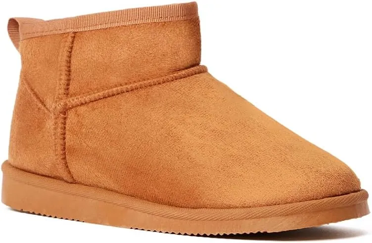 FabKids Girls Winter Mid Calf Snow Boots Warm Faux Fur Lined Non-Slip Shoes for Toddler Little Kid Big Kid