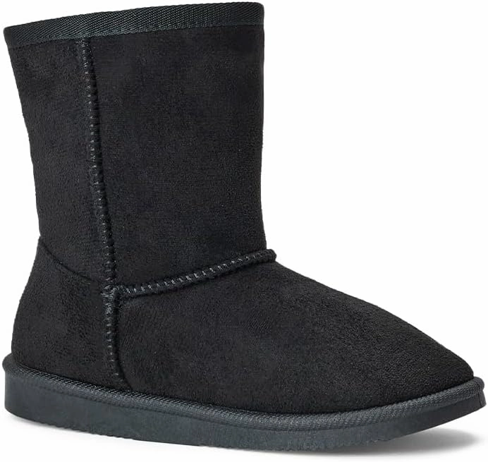 FabKids Girls Winter Mid Calf Snow Boots Warm Faux Fur Lined Non-Slip Shoes for Toddler Little Kid Big Kid