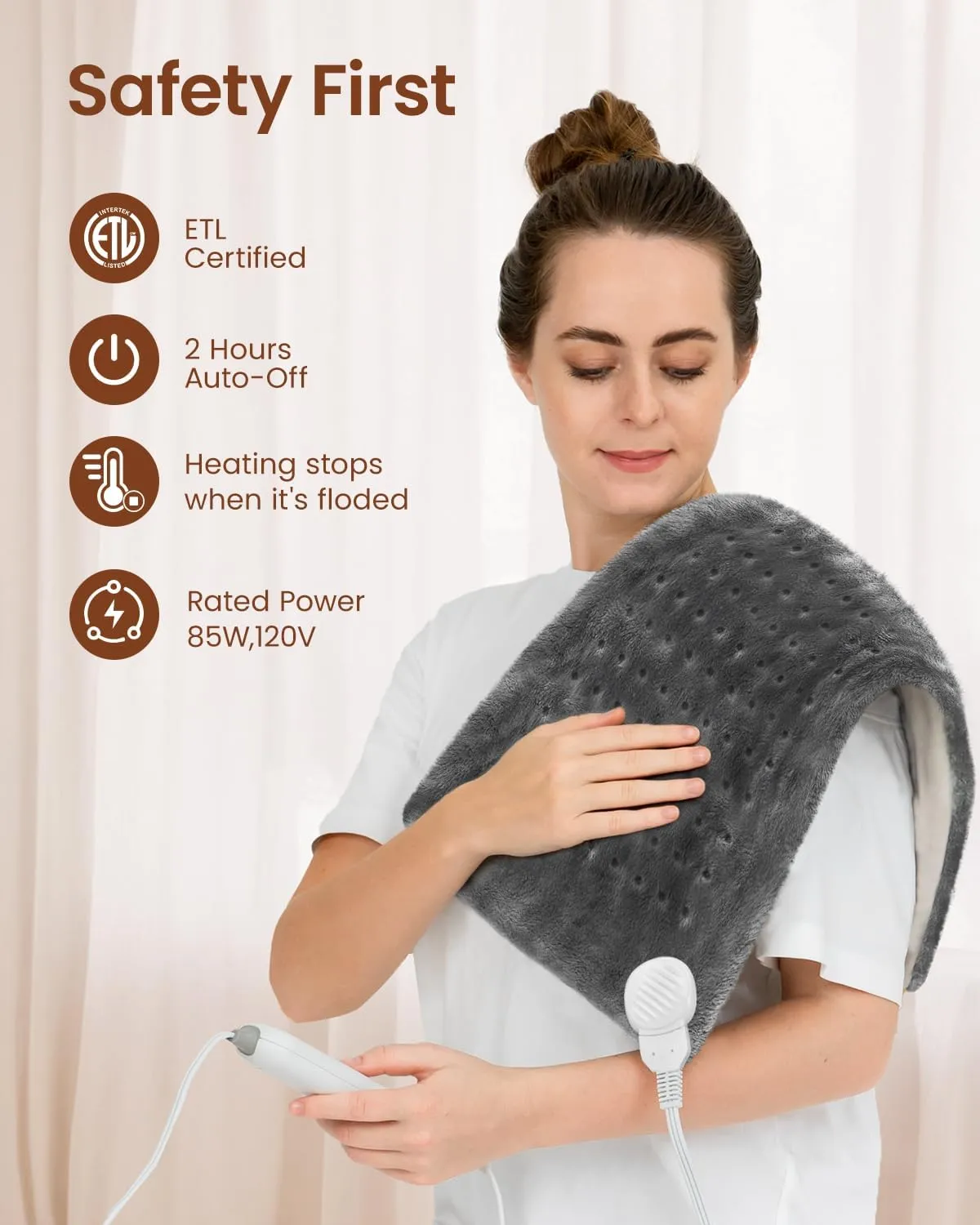 Father‘s Day Gifts for Dad, RENPHO Heating Pad for Back Pain Relief & Period Cramps, FSA HSA Eligible, 12" x24‘’ Electric Heat Pad for Neck and Shoulder, Birthday Gifts for Men, ETL Certified (Gray)