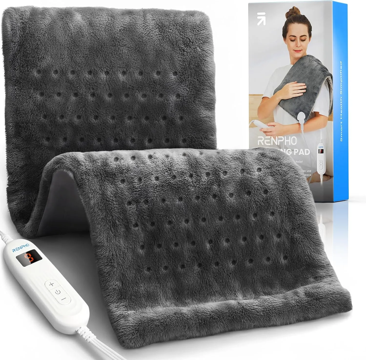 Father‘s Day Gifts for Dad, RENPHO Heating Pad for Back Pain Relief & Period Cramps, FSA HSA Eligible, 12" x24‘’ Electric Heat Pad for Neck and Shoulder, Birthday Gifts for Men, ETL Certified (Gray)