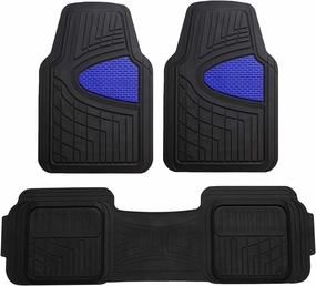 FH Group Car Floor Mats - Heavy-Duty Rubber Floor Mats for Cars, Universal Fit Full Set, Trimmable Automotive Floor Mats, Climaproof Floor Mats for Most Sedan, SUV, Truck Floor Mats Blue