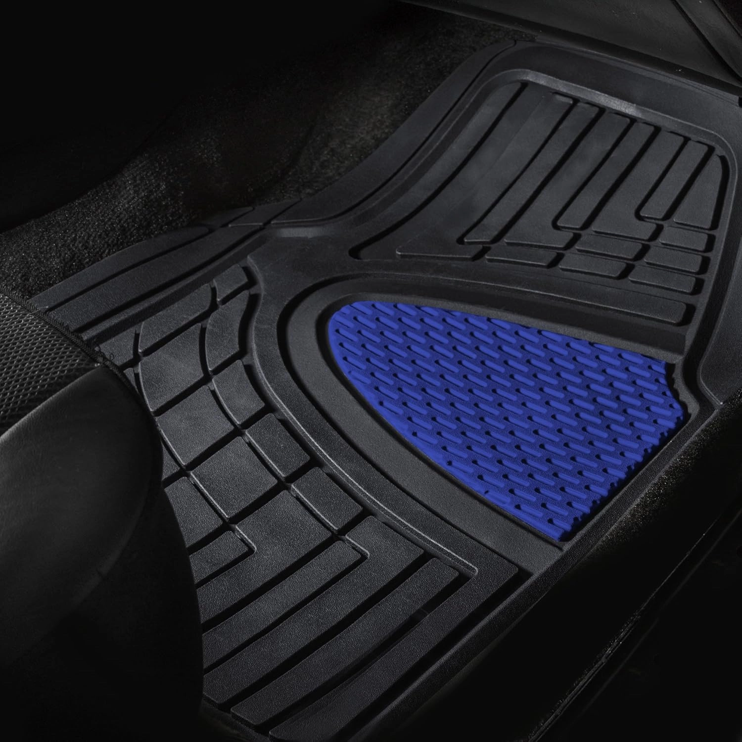 FH Group Car Floor Mats - Heavy-Duty Rubber Floor Mats for Cars, Universal Fit Full Set, Trimmable Automotive Floor Mats, Climaproof Floor Mats for Most Sedan, SUV, Truck Floor Mats Blue