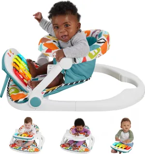 Fisher-Price Baby Portable Chair Deluxe Kick & Play Sit-Me-Up Floor Seat with Piano Learning Toy & Snack Tray for Infants to Toddlers