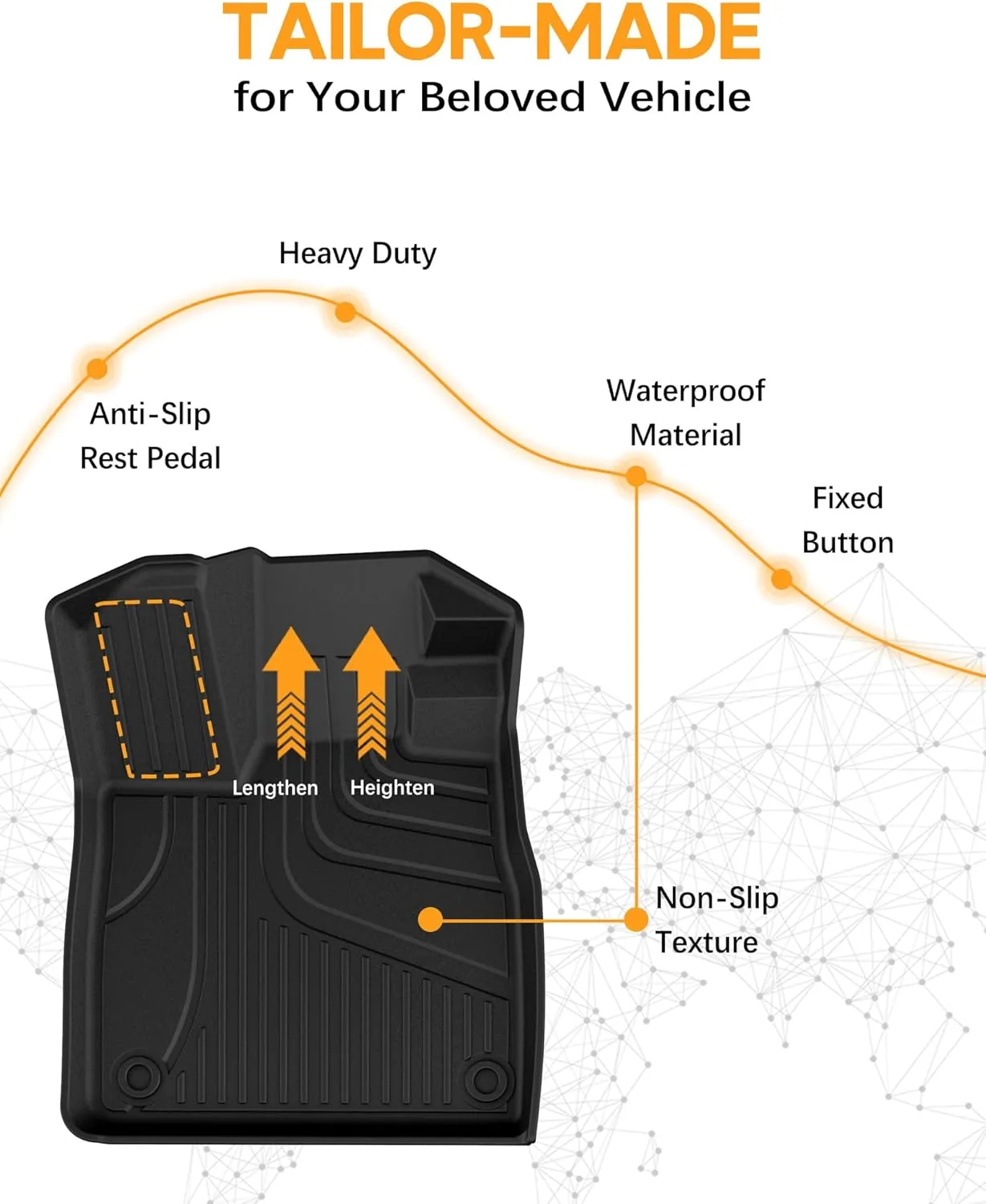 Floor Mats and Cargo Liner with Backrest Mat Fit for Honda Pilot 2023 2024 2025, TPE Rubber All Weather Trunk Mat and Floor Liners - Waterproof Full Set Durable Nonslip Car Mats, Black