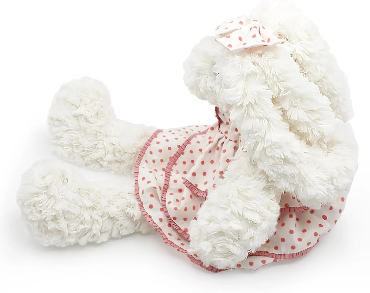 Floppy Bunny Stuffed Animals in Dress for Baby Girls Plush Toys 18 Inch (Pink Polka-dot Dress)
