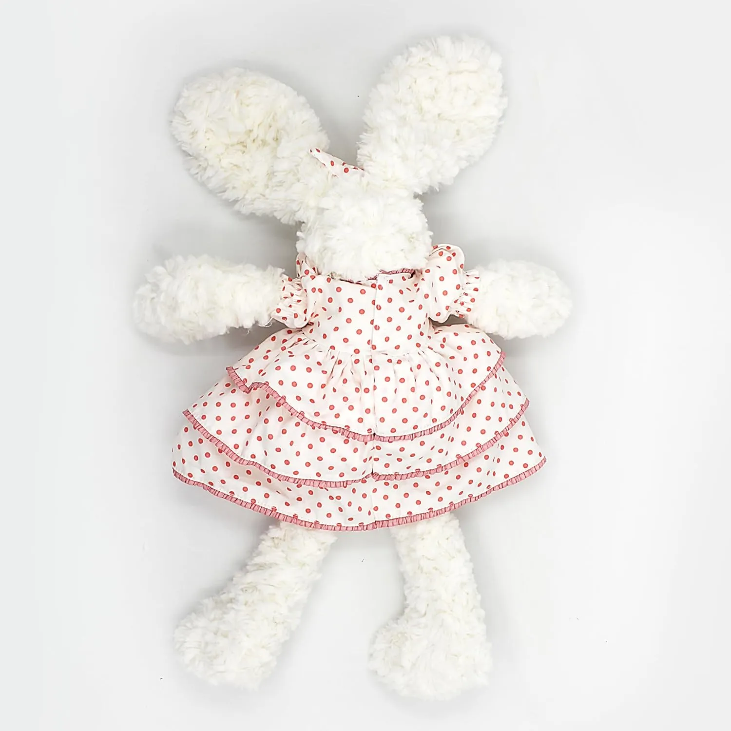 Floppy Bunny Stuffed Animals in Dress for Baby Girls Plush Toys 18 Inch (Pink Polka-dot Dress)