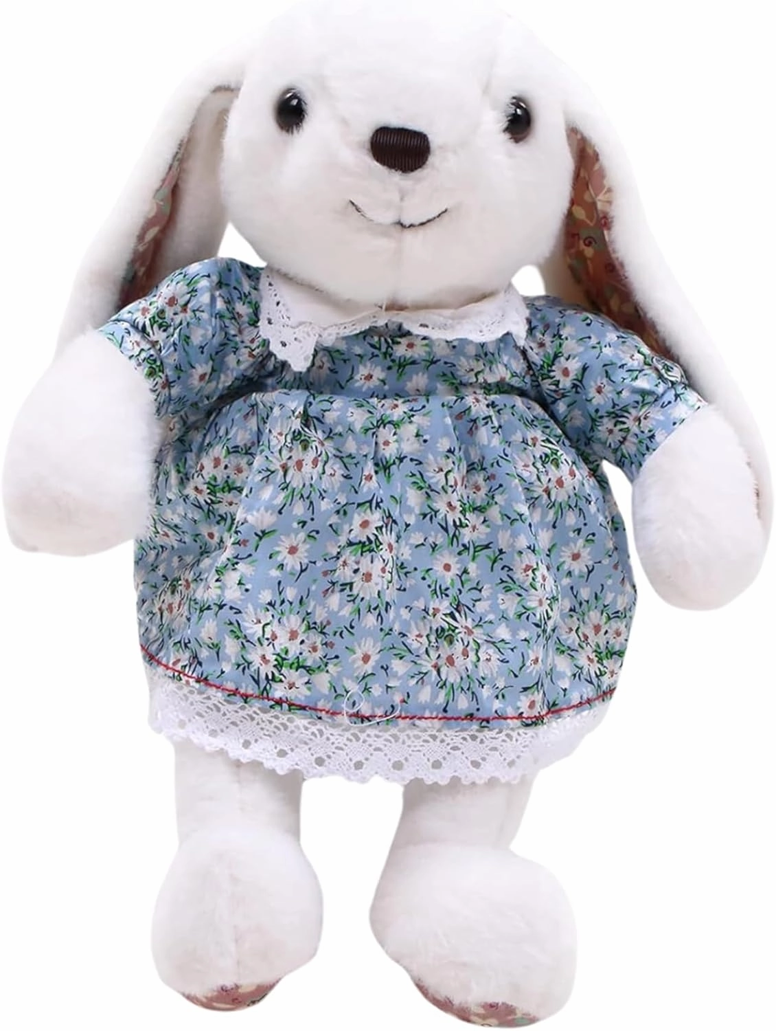 Floral Easter Bunny Stuffed Animal – Plush Bunny Toy Cute Huggable Rabbit for Kids & Adults on Easter – 16-inch (White)