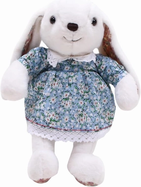 Floral Easter Bunny Stuffed Animal – Plush Bunny Toy Cute Huggable Rabbit for Kids & Adults on Easter – 16-inch (White)