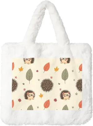 Fluffy Bag Fluffy Shoulder Bag Furry Plush Handbag Faux Fur Flower Tote Bag for Ladies Women