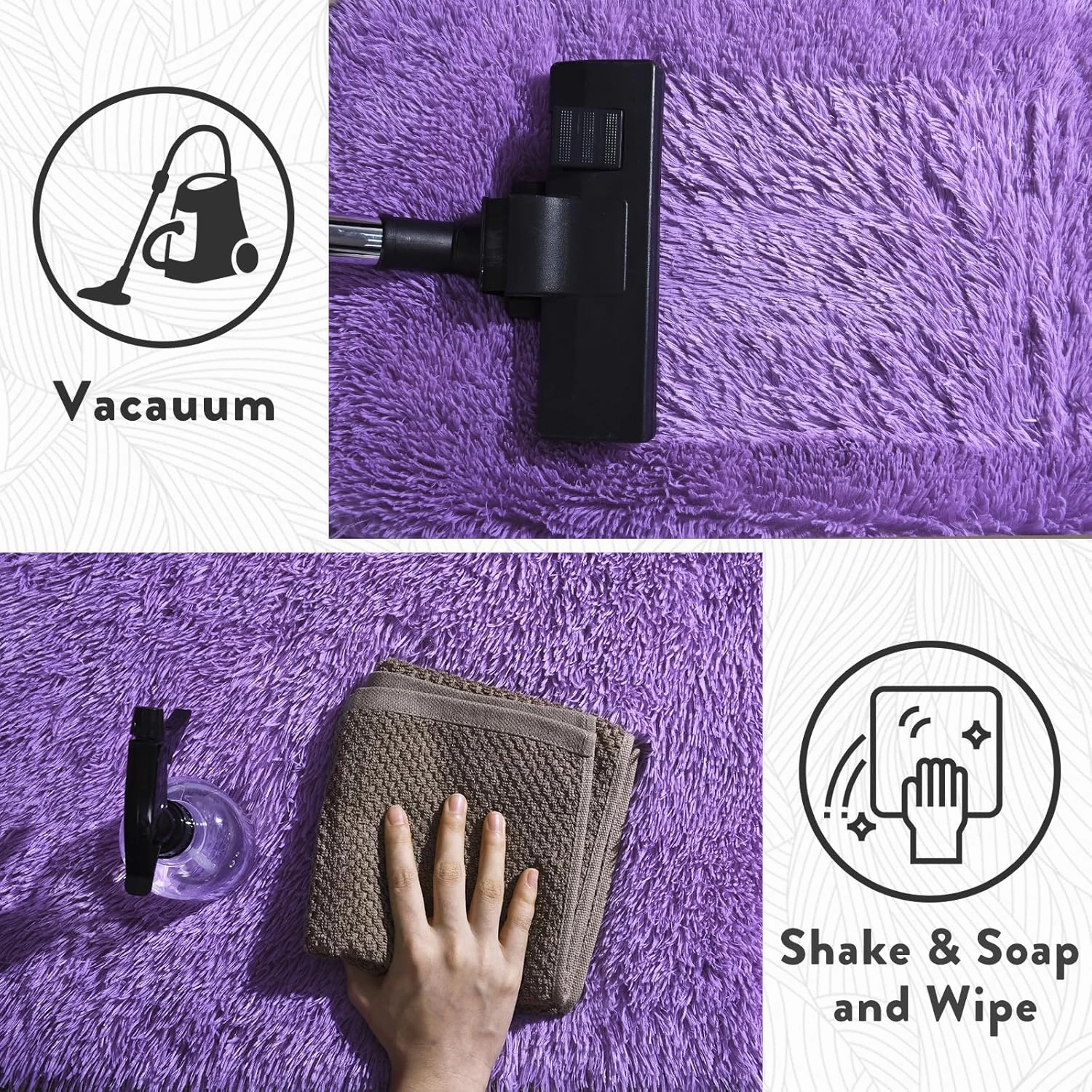 Fluffy Shag Rug, 5x7 Purple Indoor Modern Shaggy Area Rug, Non-Slip Rectangular Fuzzy Carpet for Girls Kids Nursery Bedroom Living Room, Soft Plush Rug for Home Decor