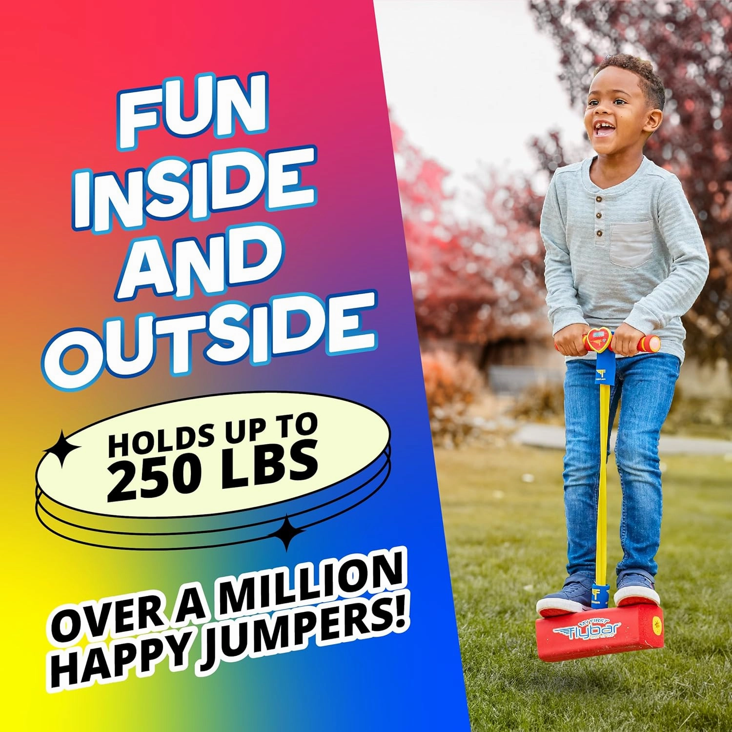 Flybar My First Foam Pogo Jumper for Kids Fun and Safe Pogo Stick for Toddlers, Durable Foam and Bungee Jumper for Ages 3 and up, Supports up to 250lbs