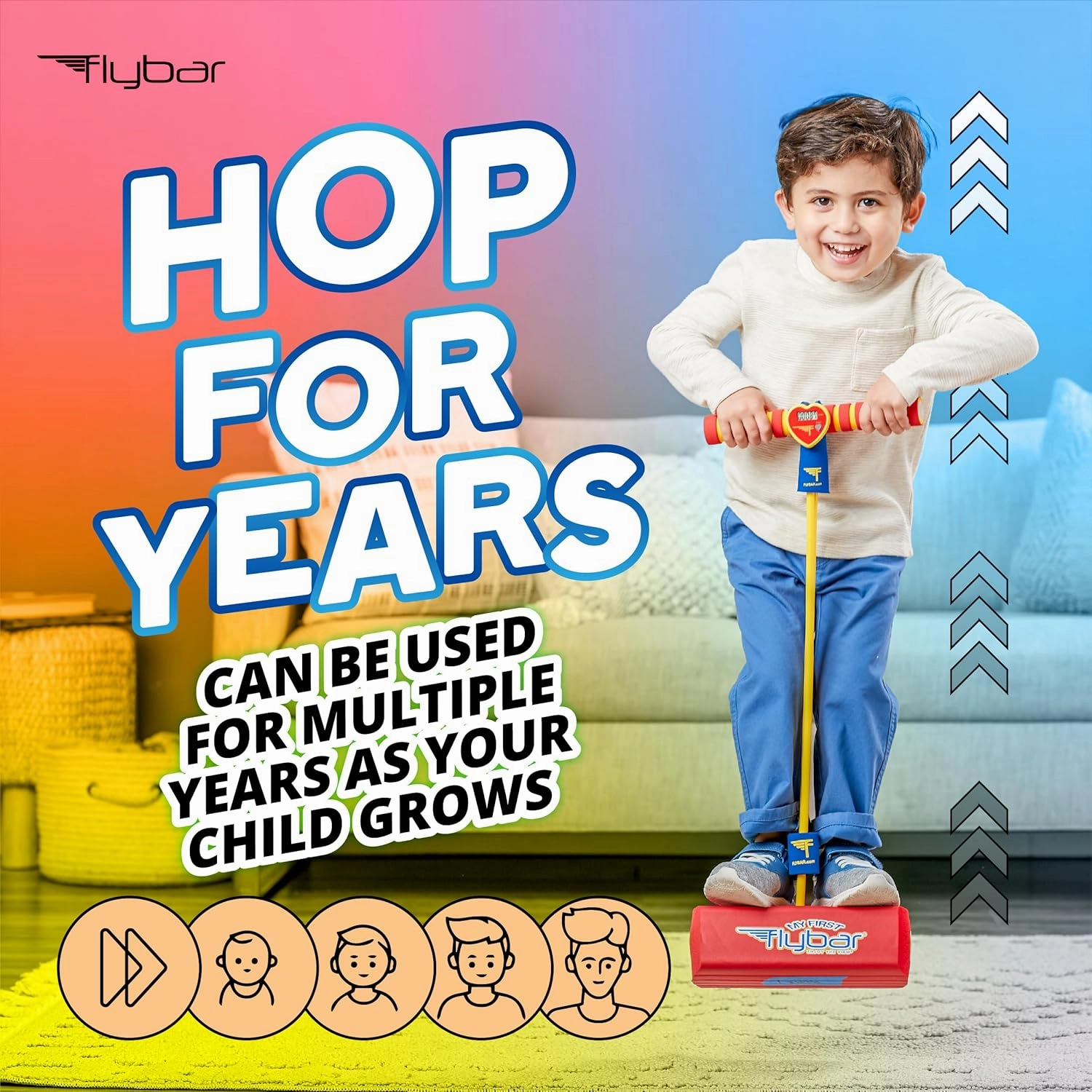 Flybar My First Foam Pogo Jumper for Kids Fun and Safe Pogo Stick for Toddlers, Durable Foam and Bungee Jumper for Ages 3 and up, Supports up to 250lbs