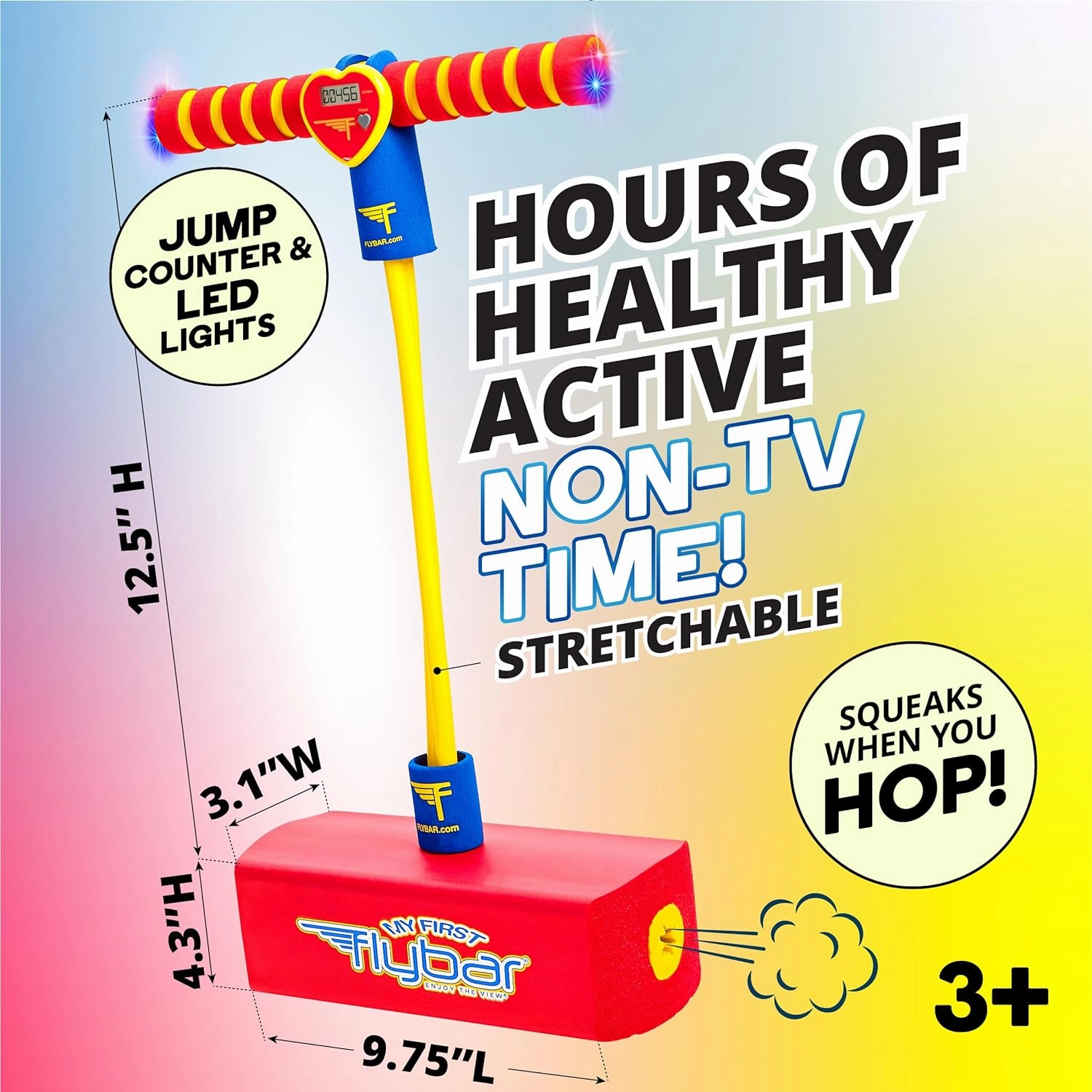 Flybar My First Foam Pogo Jumper for Kids Fun and Safe Pogo Stick for Toddlers, Durable Foam and Bungee Jumper for Ages 3 and up, Supports up to 250lbs